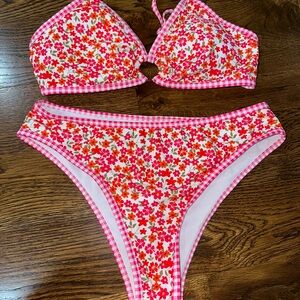 Floral Pink and Orange Swim Set